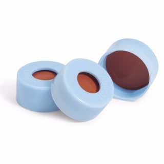 Snap cap, blue,red rubber/PTFE 100/PK