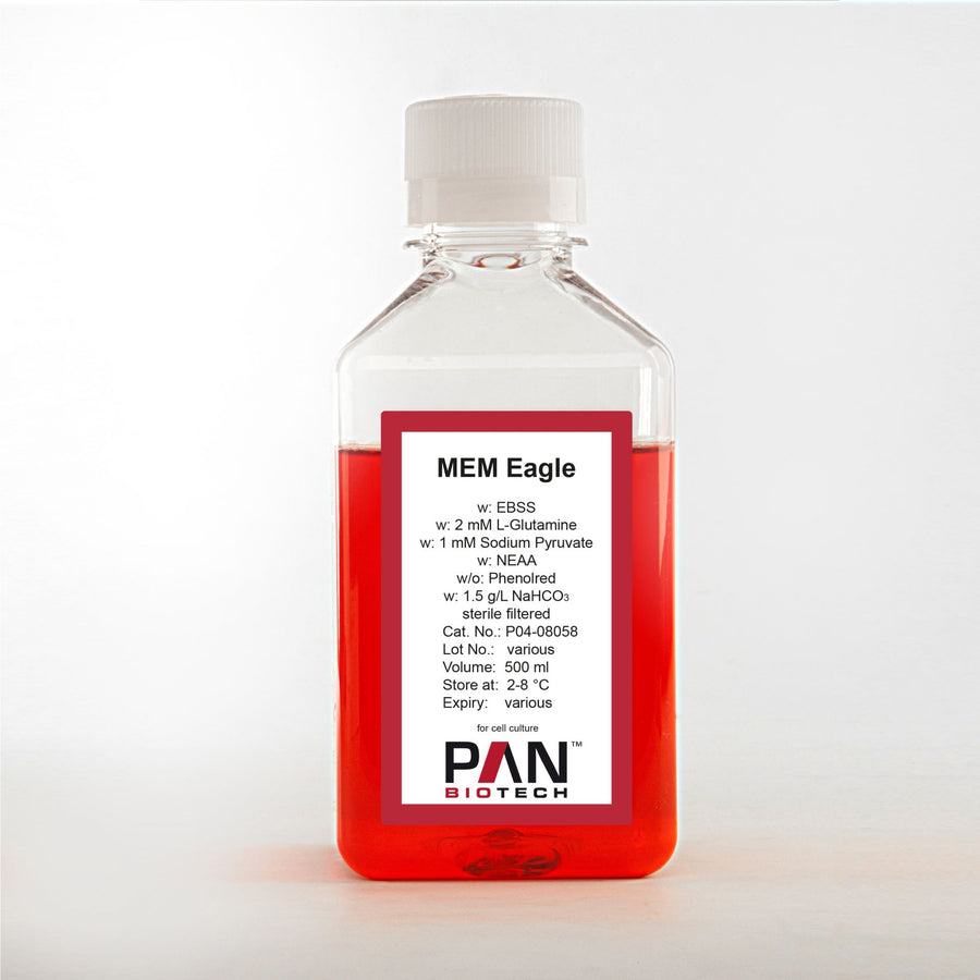 MEM Eagle w: EBSS, w: 2 mM L-Glutamine, w: 1 mM Sodium pyruvate, w: NEAA, w/o: Phenol red, w: 1.5 g/L NaHCO3