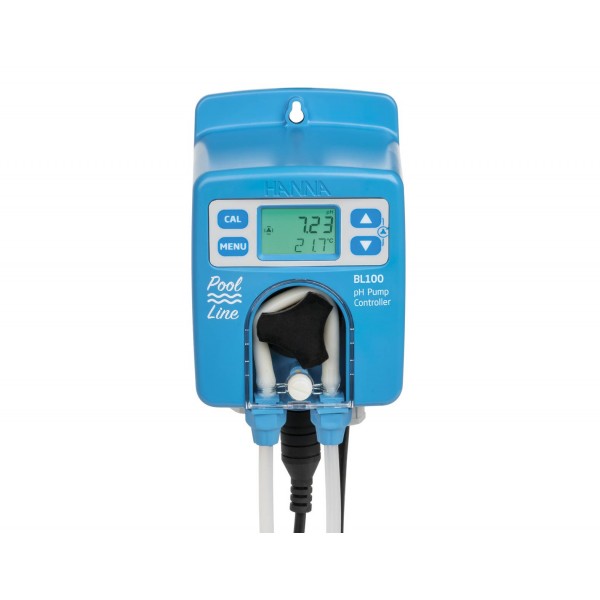 Bomba de pH en panel con electrodo amplificado de pH/Tª, filtro, inyector y tubos