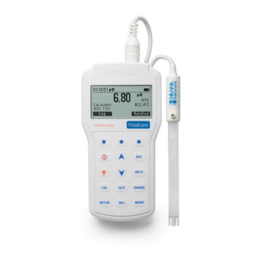 pHmetro portátil (pH/mV/Temp) impermeable, registro con salida USB, electrodo PVDF para alimentos líquidos